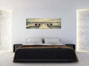 Obraz dřevěného mola na moři (170x50 cm)