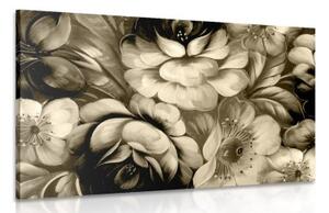 Obraz impresionistický svět květin v sépiovém provedení - 90x60 cm