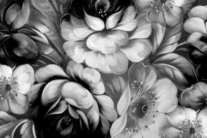 Obraz impresionistický svět květin v černobílém provedení - 60x40 cm