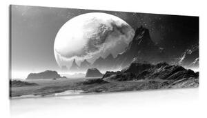 Obraz fantasy krajina v černobílém provedení - 100x50 cm