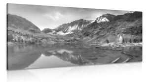 Obraz majestátní hory v černobílém provedení - 100x50 cm