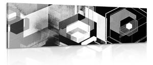 Obraz futuristická geometrie v černobílém provedení - 150x50 cm