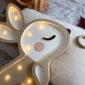 Peekaboo Béžová dřevěná dětská LED lampa Králíček 38 cm