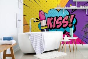 Tapeta pop art rtěnka - KISS! - 375x250
