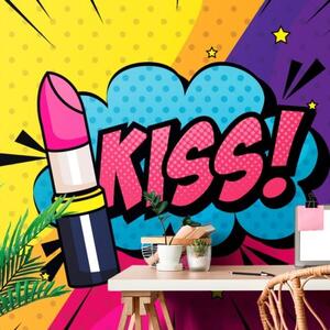 Tapeta pop art rtěnka - KISS! - 375x250