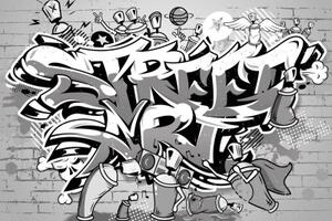 Tapeta šedý Street Art nápis se spreji - 300x200