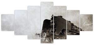 Obraz - Vlak v mlze (210x100 cm)