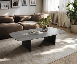 DELIFE Konferenční stolek Edge oválný tvar 140×80 cm keramika beton šedá Salto kov černá