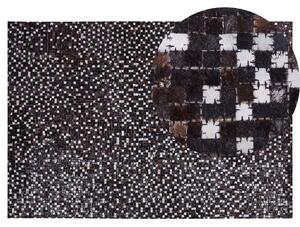 Kožený patchwork koberec 140 x 200 cm hnědý AKKESE
