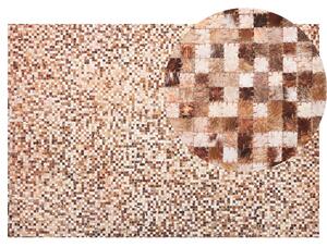 Hnědý kožený patchworkový koberec 140 x 200 cm TORUL