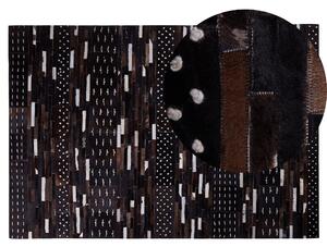 Kožený patchworkový koberec 140 x 200 cm hnědý AKSEKI
