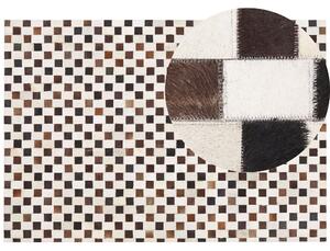 Kožený koberec patchworkový 160 x 230 cm béžově hnědý KAYABEY
