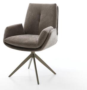 DELIFE Jídelní židle Clea-Flex látka Měkký taupe křížová podnož široká Titanová barva 360° otočný houpací funkce