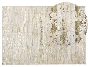 Kožený patchworkový koberec 140 x 200 cm zlato-béžový TOKUL