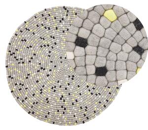 Kulatý koberec z plstěných koulí, ⌀ 140 cm, světle šedý PENEK