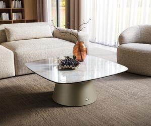 DELIFE Konferenční stolek Edge oválný tvar 90×90 cm keramika Onyx Pearl Borna Titanová barva