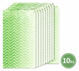 Dárkový papírový sáček se zeleným potiskem vlnek – 12 × 24 cm | Set 10 ks 8796107