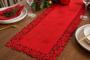 Vánoční běhoun na stůl Vločky červený, 30 × 120 cm 8701401B