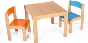 Hajdalánek Dětský stolek LUCAS + židličky LUCA (oranžová, modrá) LUCASLUCAORAMO