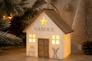 LED závěsná dekorace Domeček Vánoce, bílý 9 × 5 × 10 cm 3001112-1A