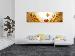Obraz - Malba rukou plných lásky (170x50 cm)