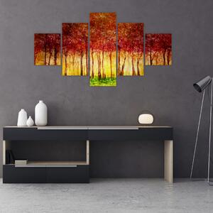 Obraz - Malba listnatého lesa (125x70 cm)