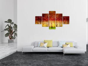 Obraz - Malba listnatého lesa (125x70 cm)