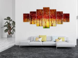 Obraz - Malba listnatého lesa (210x100 cm)