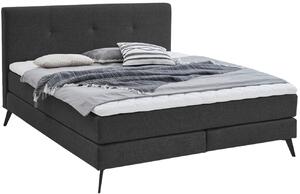 Antracitově šedá látková dvoulůžková postel Meise Möbel Ancona 160 x 200 cm, boxspring
