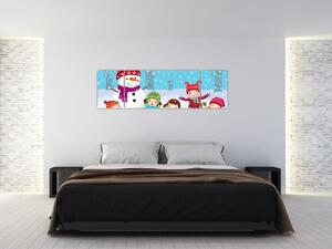 Obraz - Zimní dětské radovánky (170x50 cm)