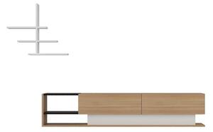 Obývací stěna Lizelana (bílá + teak). Akce -25%