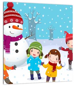 Obraz - Zimní dětské radovánky (30x30 cm)