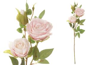 Růže, dva květy s poupětem, barva smetanovo-růžová Květina umělá KN5115-PINK-LH