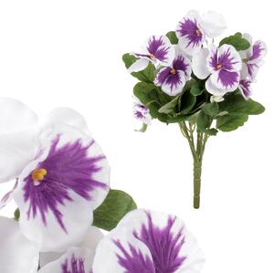 Květina umělá Maceška, barva bílo-fialová KT7185