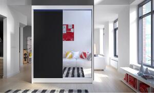 Šatní skříň Belgia I, Barva: černý + bílá + zrcadlo, Osvětlení: bez osvětlení Mirjan24 5902928934960