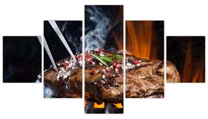 Obraz steaku na grilu (125x70 cm)