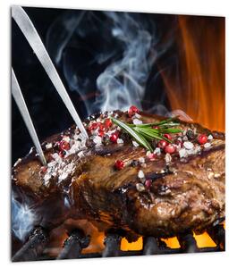 Obraz steaku na grilu (30x30 cm)