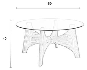 Skleněný konferenční stolek ZUIVER KOBE 80 cm