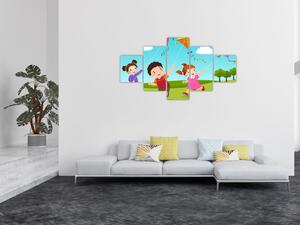 Obraz - Děti pouští draka (125x70 cm)