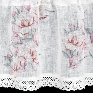Vitrážková záclona SUZY zdobená květinami 150x30 cm