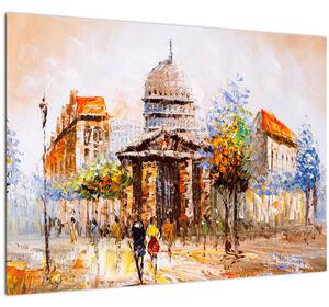 Skleněný obraz - Malovaná městká památka (70x50 cm)