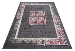 Chemex Moderní koberec Tap - čtverce a květiny 2 - tmavě šedý Rozměr koberce: 80x150 cm
