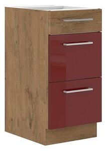 Spodní kuchyňská skříňka se zásuvkami Woodline 40 D 3S BB, Barva: Dub lancelot / bordo lesk Mirjan24 5902928813623