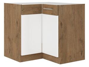 Spodní rohová kuchyňská skříňka Woodline 89x89 DN 1F BB, Barva: Dub lancelot / bíly lesk Mirjan24 5902928813685