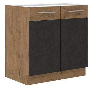 Spodní kuchyňská skříňka Woodline 80 D 2F BB, Barva: Dub lancelot / bíly lesk Mirjan24 5902928813500