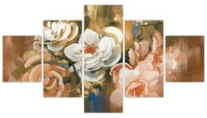 Obraz - Malovaná kytice květin (125x70 cm)
