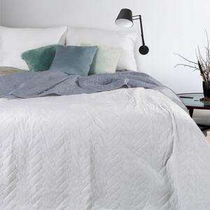 Bílý sametový přehoz na postel LUIZ 170x210 cm