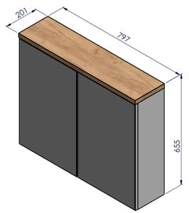 Strama Ovo skříňka 79.5x20.1x65.5 cm boční závěsné bílá-dub 12.401.00