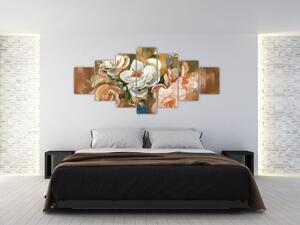 Obraz - Malovaná kytice květin (210x100 cm)