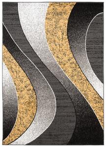 Chemex Moderní koberec Tap - vlnky 5 - žlutý/šedý Rozměr koberce: 80x150 cm
